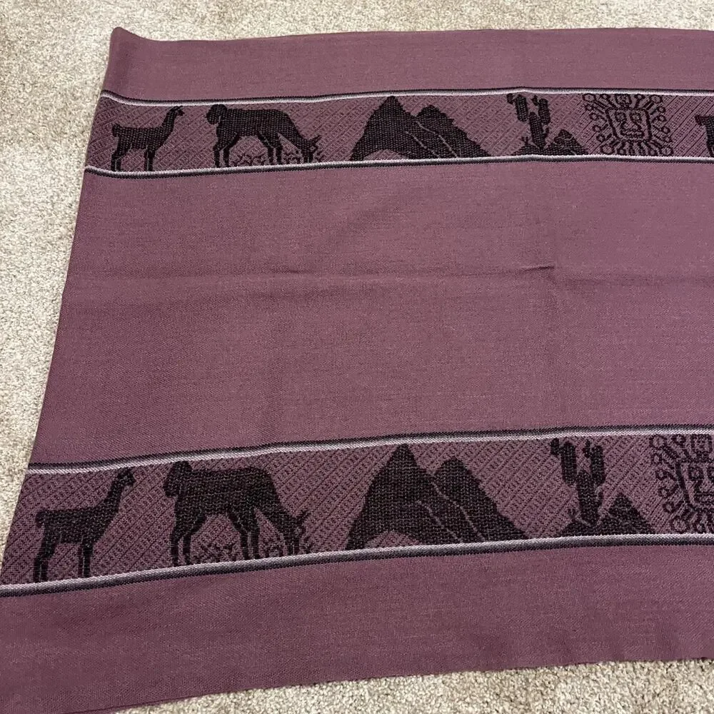 Burgundy Purple Alpaca Travel Scarf • Sun God • Vintage • 68x24